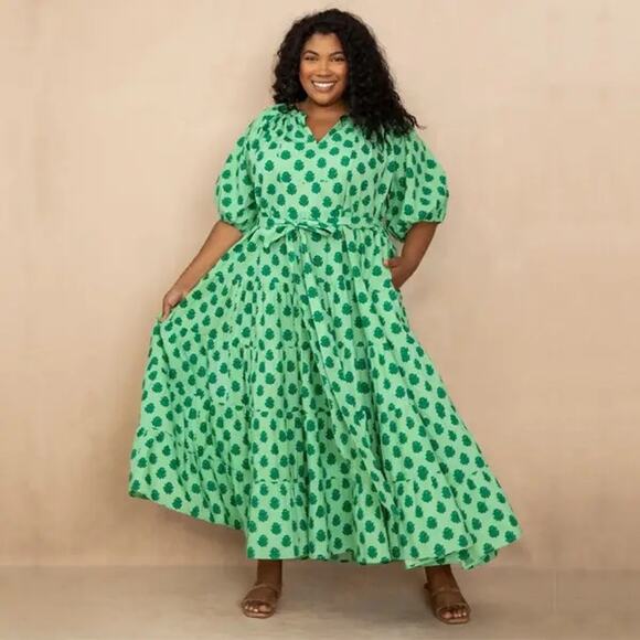 The Printfresh x Paper & Pencil Co. Zinnia Tiered Popover Maxi Dress NWT - Picture 1 of 10